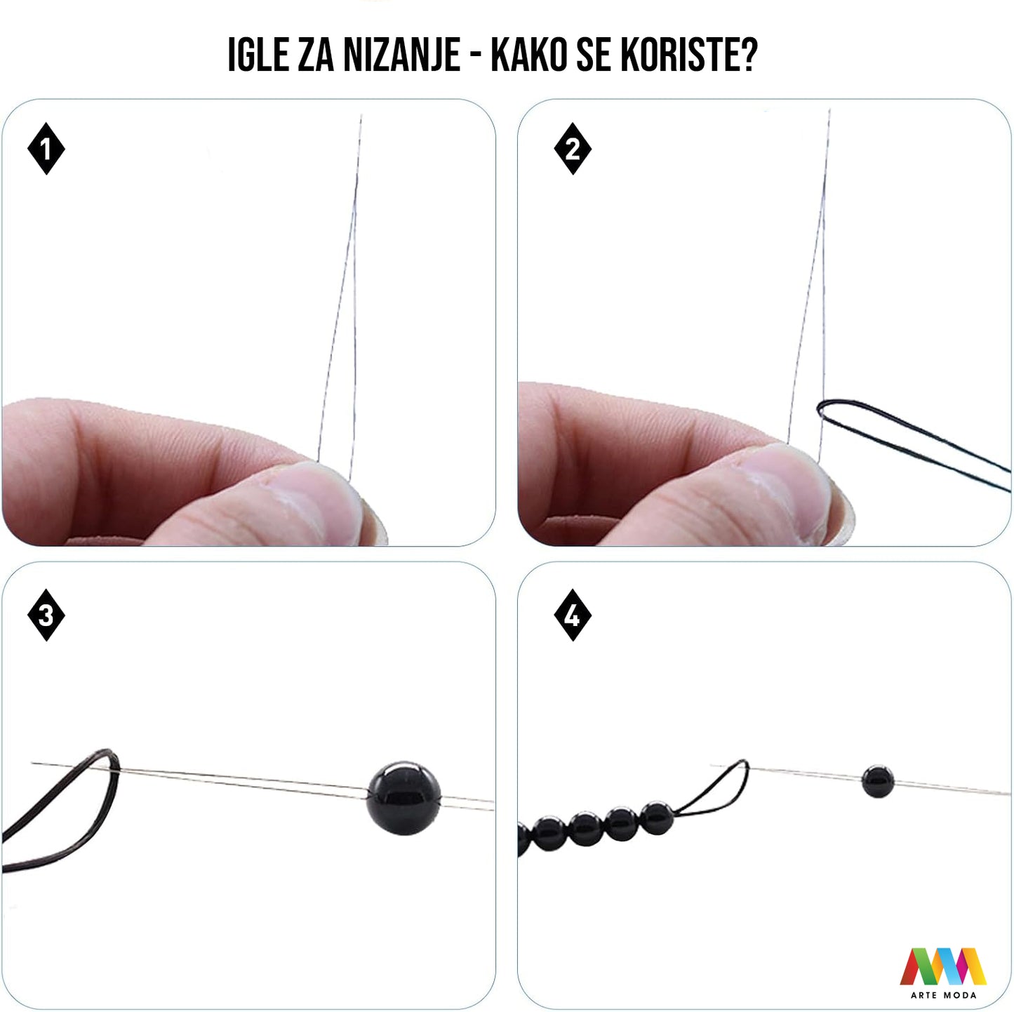 Srebrna igla za perlice - 11,5 cm